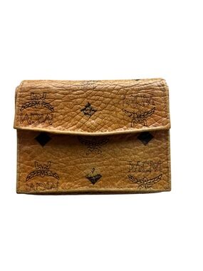 GUC - MCM Cognac Visetos Monogram Wallet Trifold Leather Wallet - Good conditio